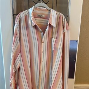 Tommy Bahama Pink and Orange Casual Button Down Shirt